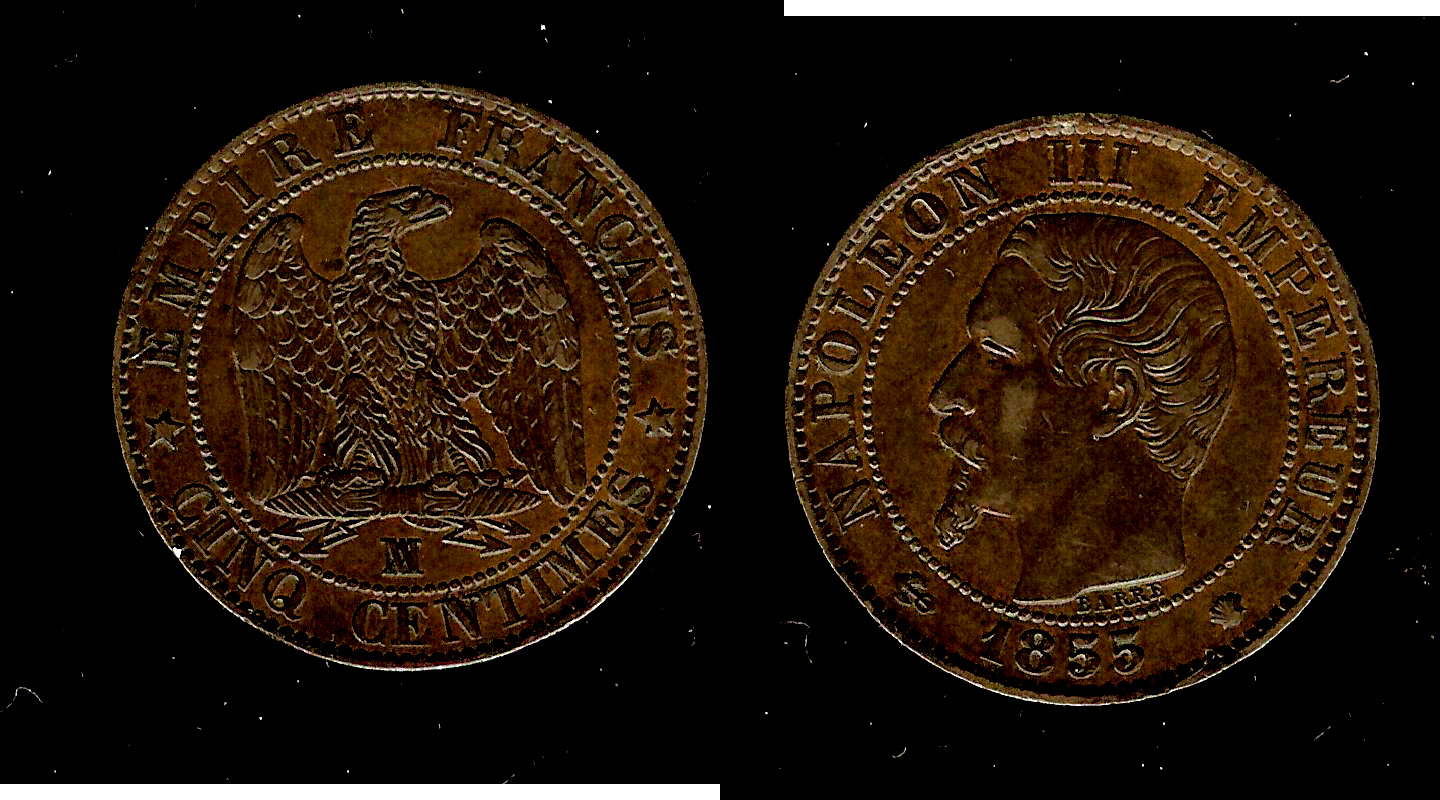 5 centimes Napoleon III 1855 Marseille gEF